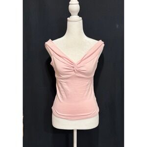Faded Rose Twist Front Off Shoulder Top Womens Size Large Pink Coquette Chic